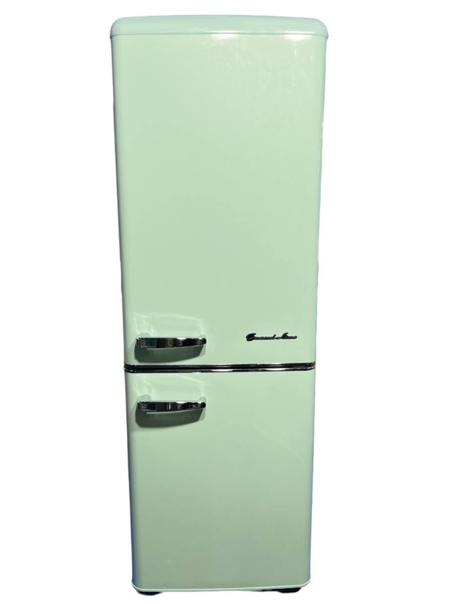 2ドアレトロ冷凍冷蔵庫 198L グランドライン レトログリーン